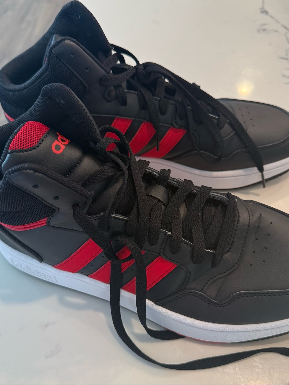 adidas Men’s Black & Red Mid-Top Sneakers